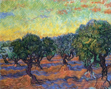 vivir Grove Orange Sky Vincent van Gogh Pinturas al óleo
